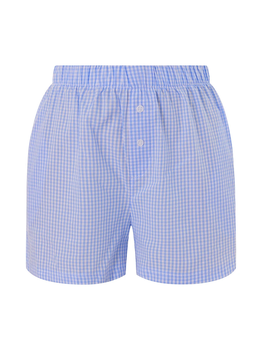 Baggy Stripe Shorts Y2k Loungwear Summer Women Casual Holidays Beach Short Pants Outfits with Pocket Plaid Pajama Short Homewear