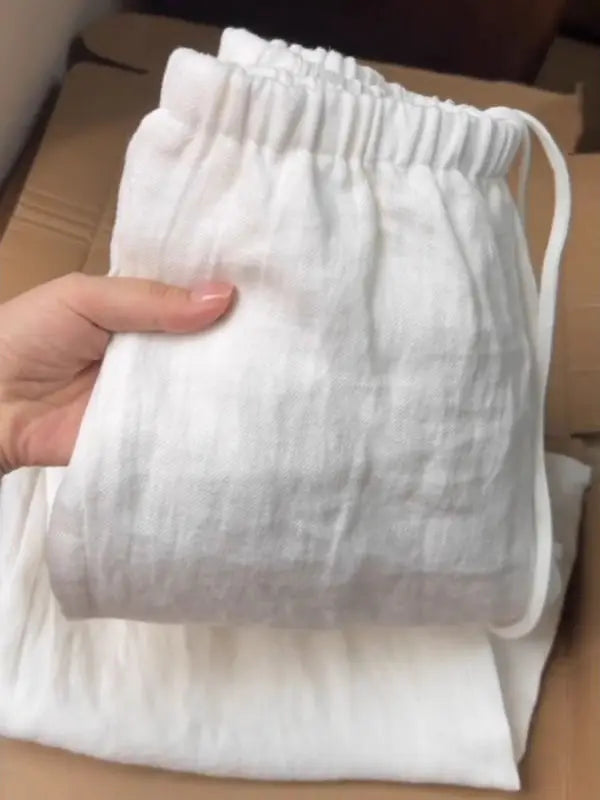 Fashion Cotton Linen Wide Leg Pants Loose Straight Ankle-Length Skirt Pants Casual High Waist 2025 New Summer Women's Pants