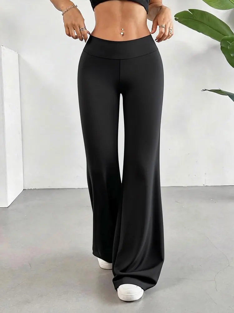 Casual Straight Leg Leggings Women's High Waist Butt Lifting Wide Leg Pants Soft Stretchy Fitness Yoga Active Trouser Daily Wear