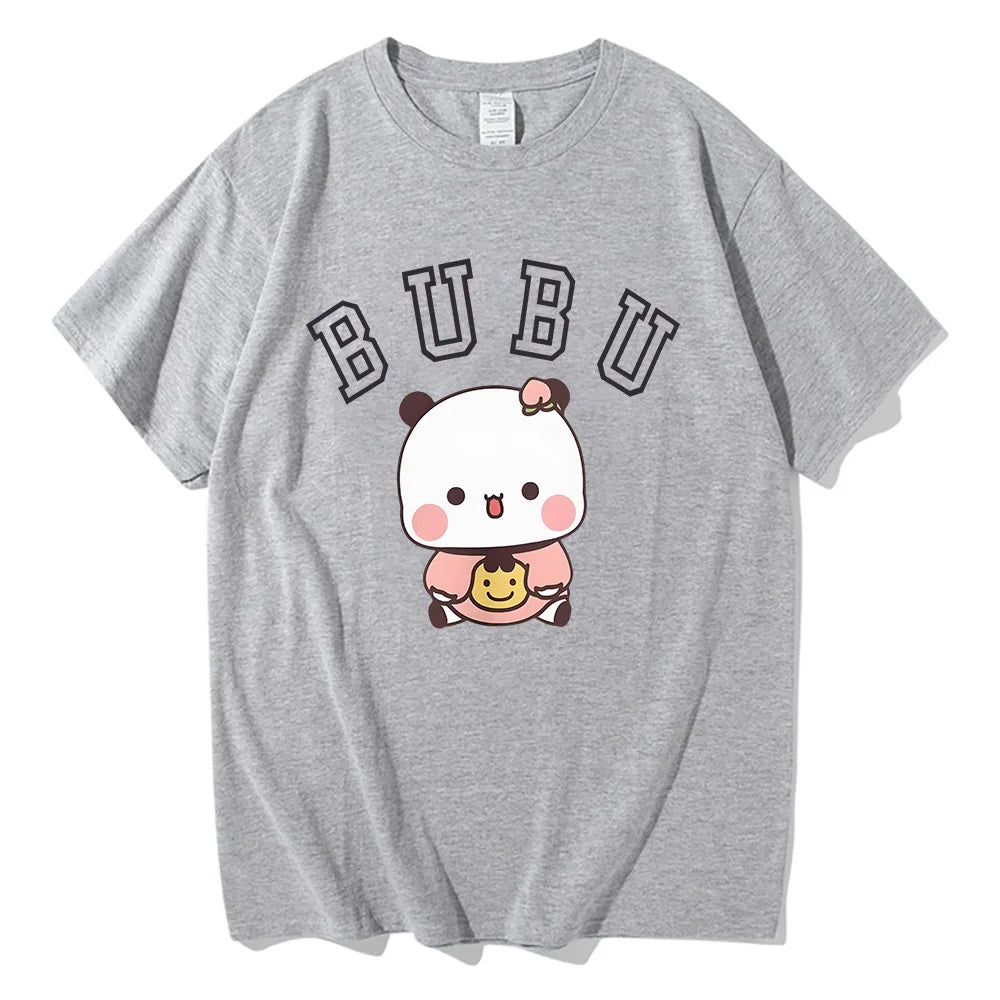 Kawaii Bubu Dudu Panda Bear T-shirts Short Sleeve Summer Women/Men Tee-shirt Cartoon Graphic Printing Tshirts Casual Girls Tees