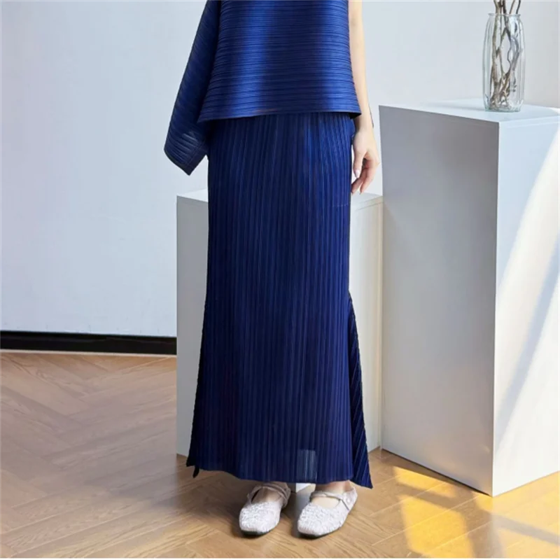 Miyake Pleated Women's Casual Skirt 2026 New Japanese Design Irregular Elastic Waist Loose Versatile Elegant Fishtail Skirt