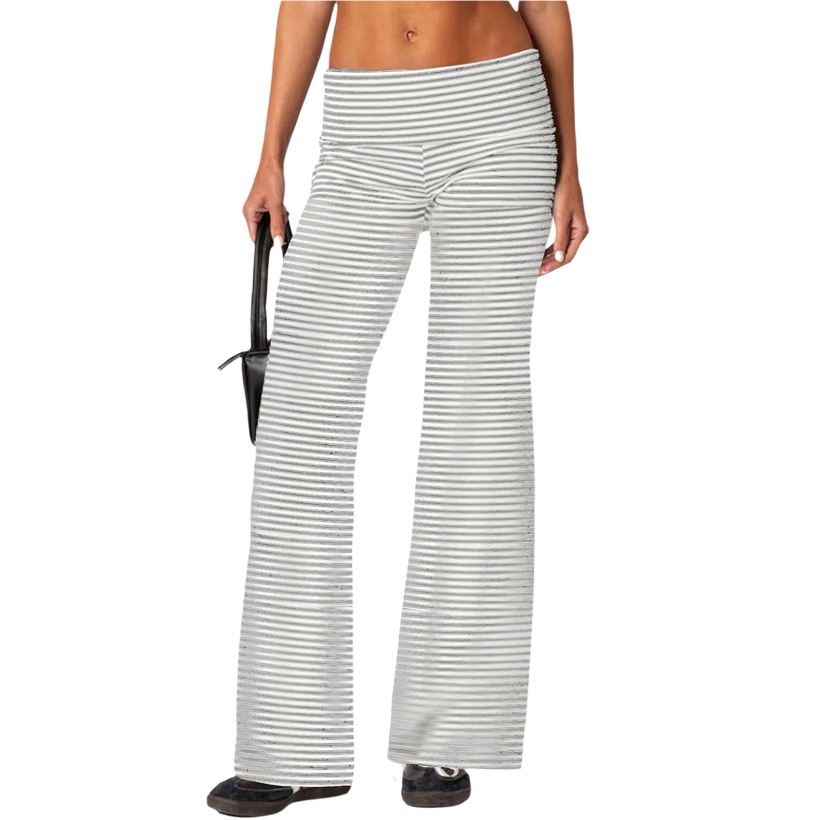 Casual Wide Leg Sweatpants for Women Fold Over Low Rise Flare Yoga Lounge Pants Back to School Clothes for Teen Girls Trousers