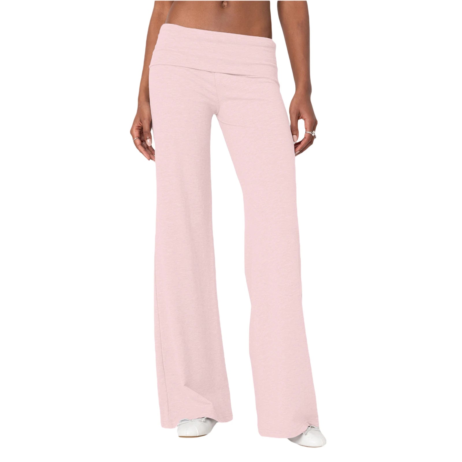 Casual Wide Leg Sweatpants for Women Fold Over Low Rise Flare Yoga Lounge Pants Back to School Clothes for Teen Girls Trousers