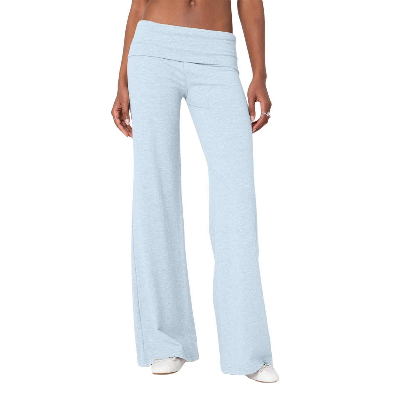Casual Wide Leg Sweatpants for Women Fold Over Low Rise Flare Yoga Lounge Pants Back to School Clothes for Teen Girls Trousers