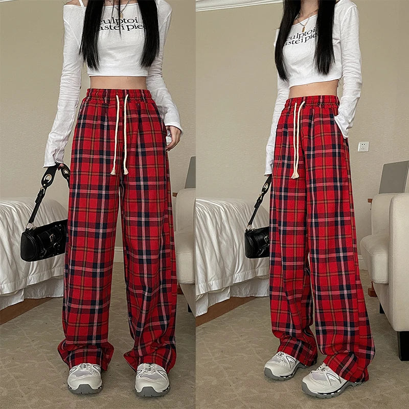 Women High Waist Y2k Loose Straight Leg Pants Lady Korean Haraj...