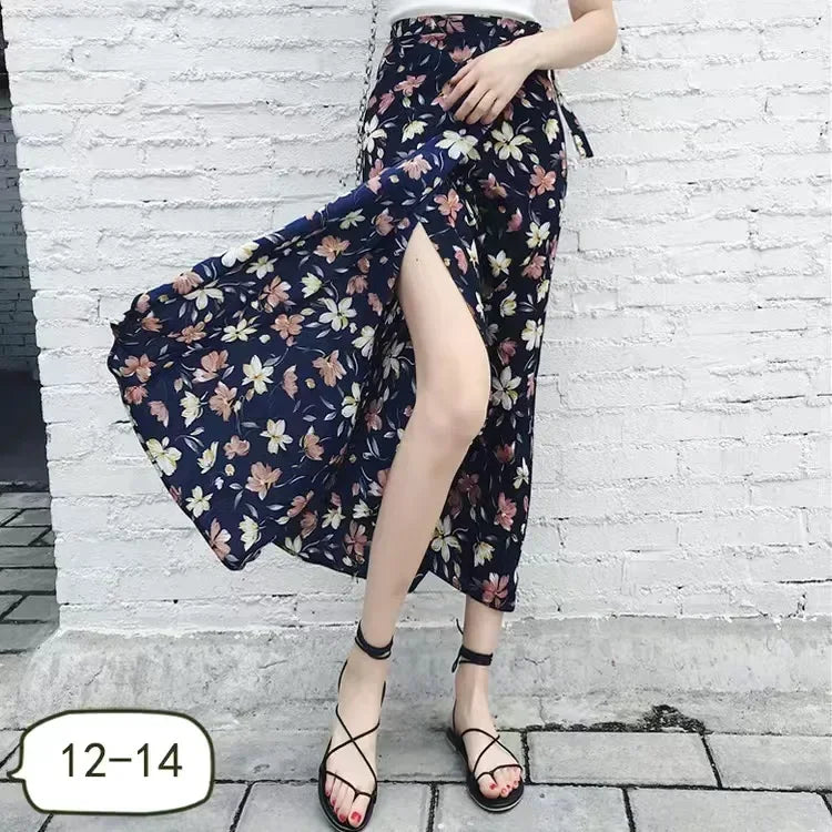 One Piece Split Print Lace Wrap Y2K Skirt Holiday Women High Waist Bodycon Skirt Irregular Beach Skirt