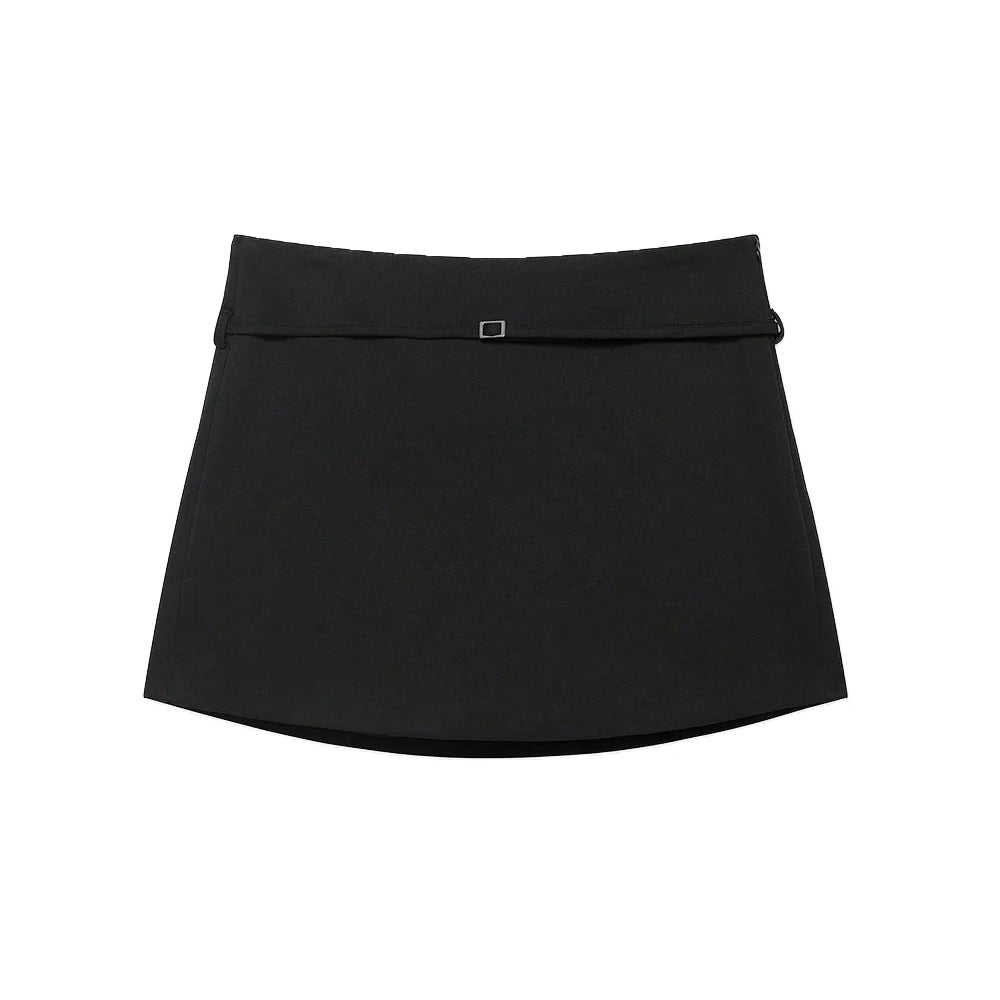 Women's Solid Color Skort with Belt Side Zipper Casual Shorts Skirts Fashionable And Stylish Women's Clothing