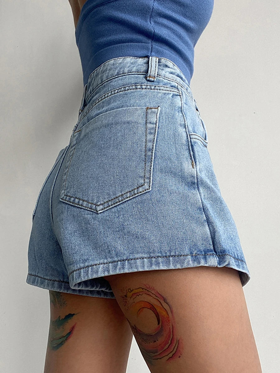 plus Size Women's High Waist A-Line  Skirt Jeans Uneven Length Anti-Light Loose Fit Denim Skirts for Summer