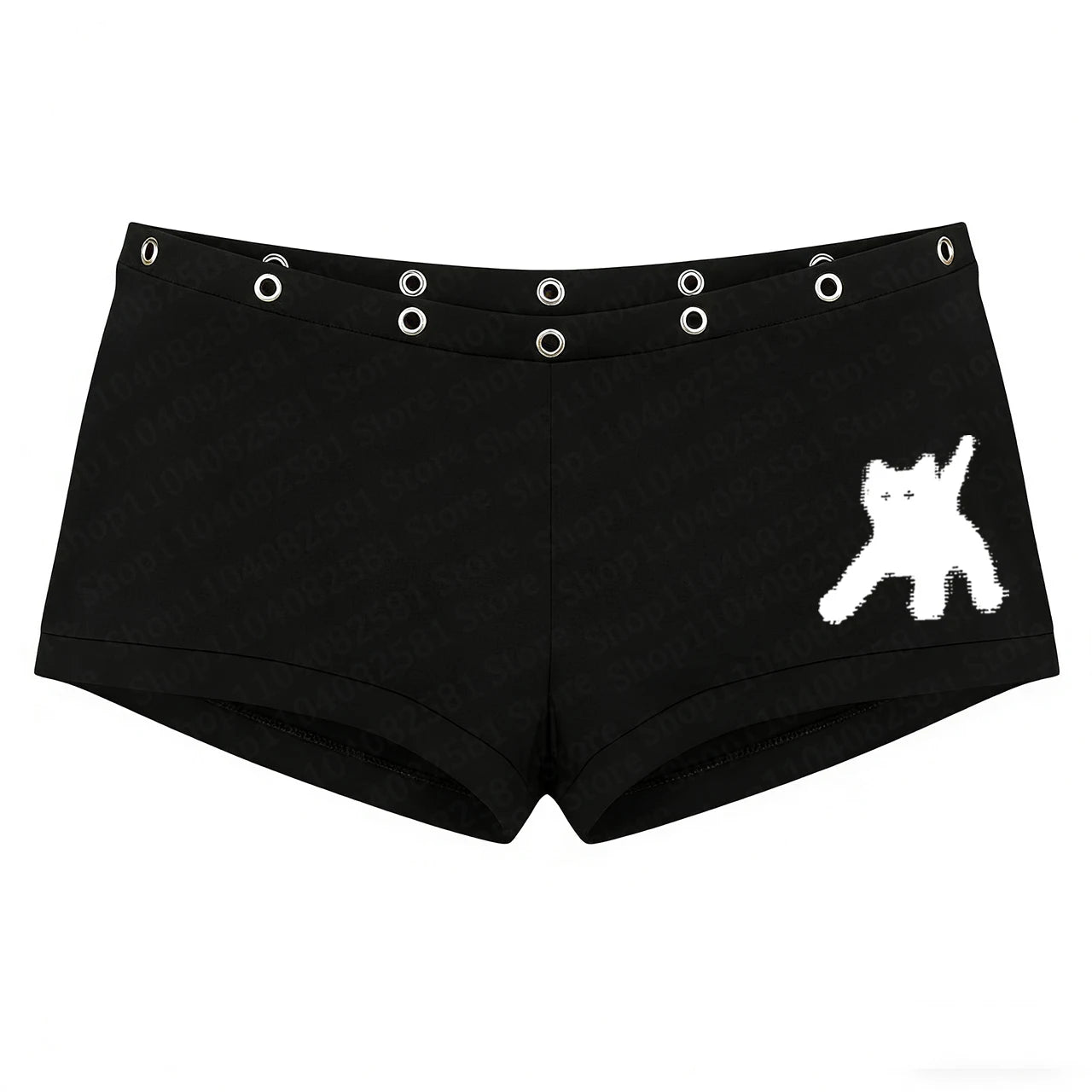 Gothic Cute Cat Print Y2K Fashion Rivet Design Hip Hop Shorts Street Wear Punk Sexy Hot Girl Casual Pants Emotional Rock punk