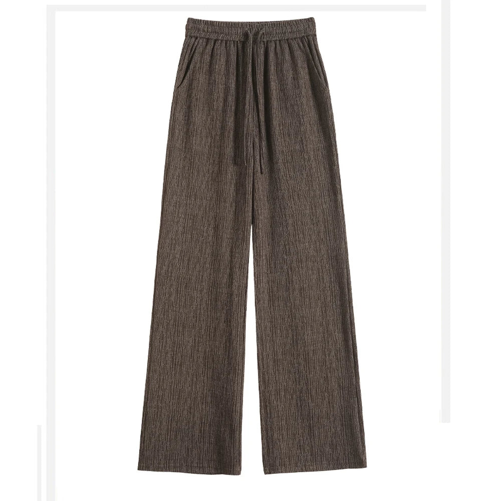 Women Trousers Loose Casual Elastic High Waisted Drawstring Wide Leg Pants Female Sports Sweatpants Spring Autumn 2025
