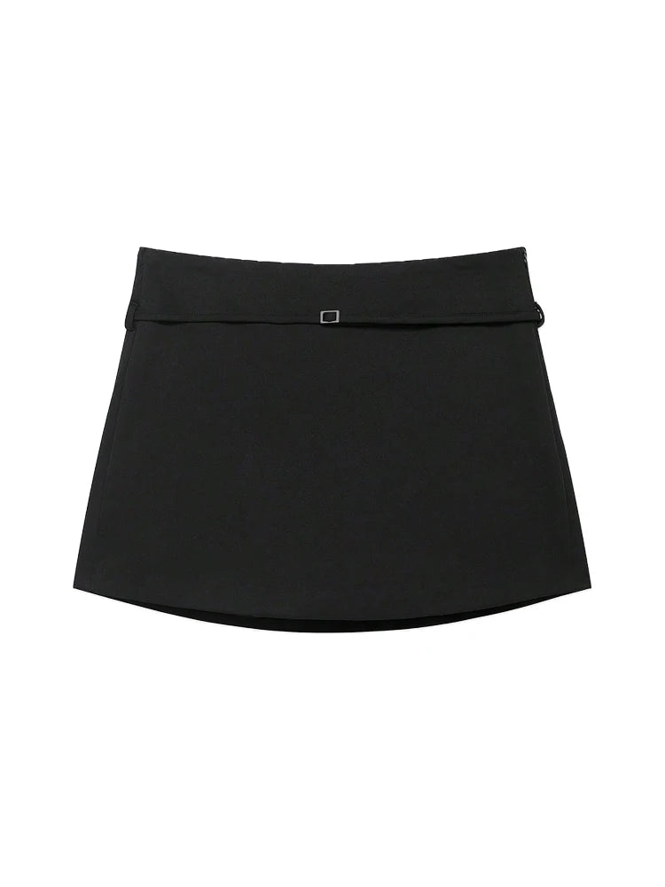 Women's Solid Color Skort with Belt Side Zipper Casual Shorts Skirts Fashionable And Stylish Women's Clothing