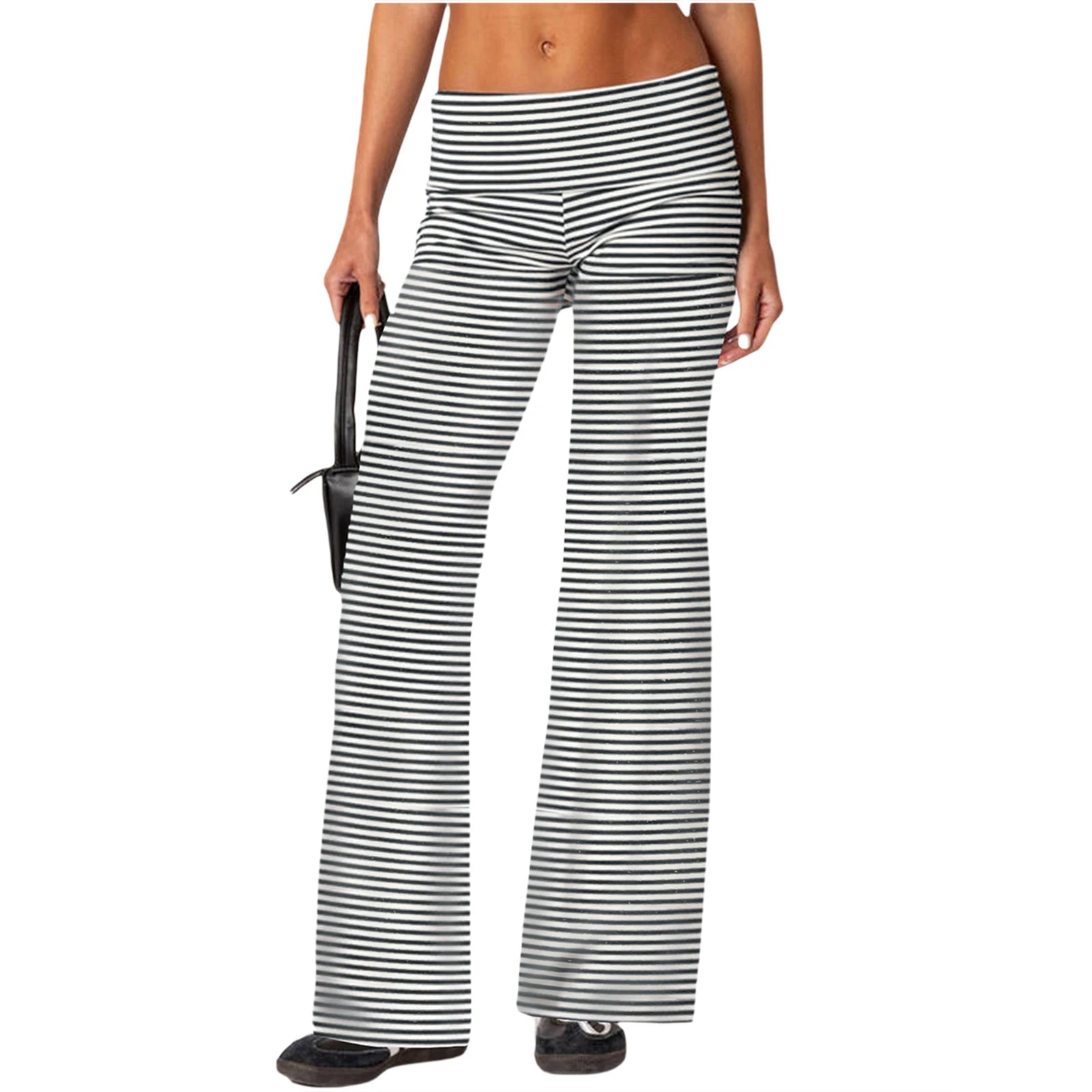 Casual Wide Leg Sweatpants for Women Fold Over Low Rise Flare Yoga Lounge Pants Back to School Clothes for Teen Girls Trousers