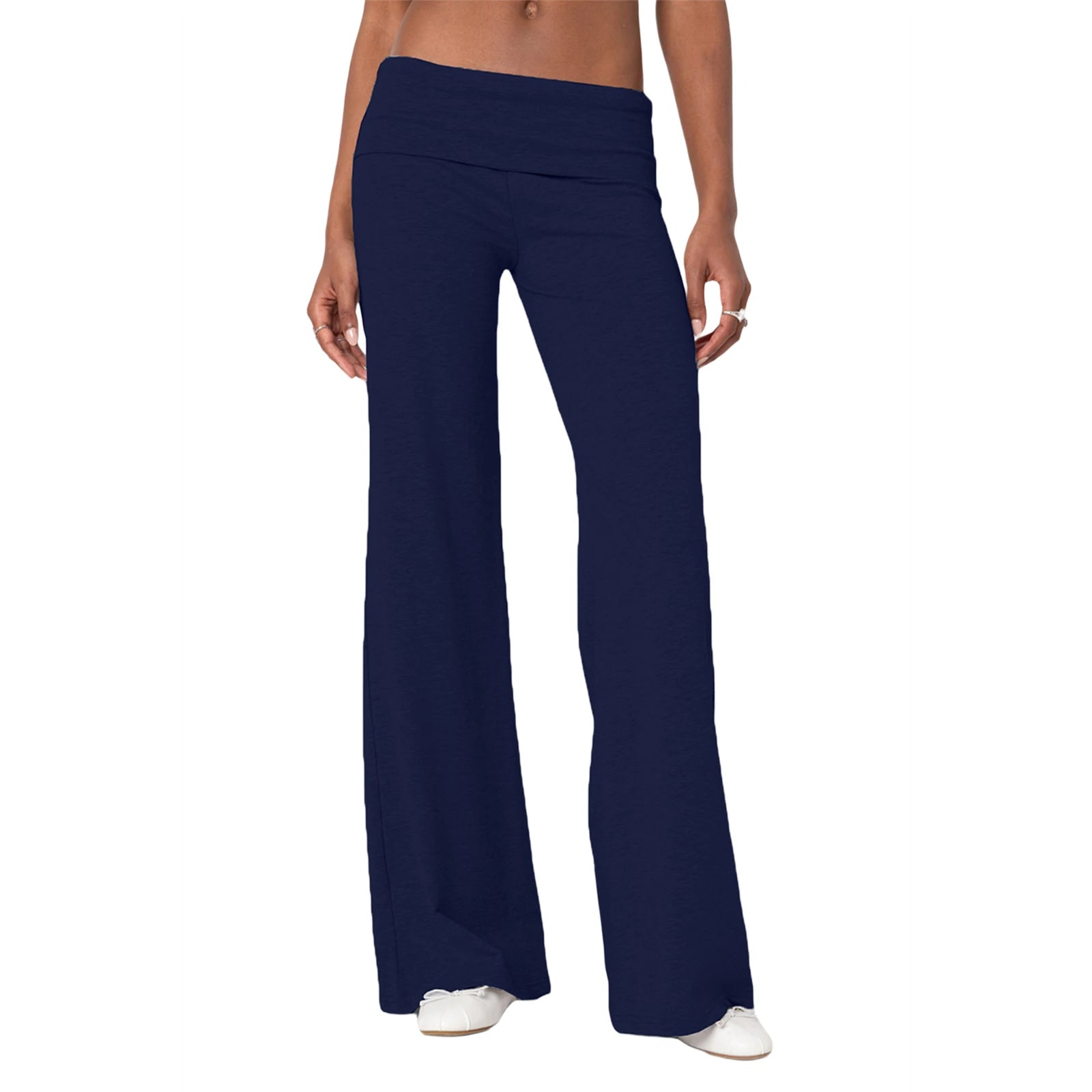 Casual Wide Leg Sweatpants for Women Fold Over Low Rise Flare Yoga Lounge Pants Back to School Clothes for Teen Girls Trousers