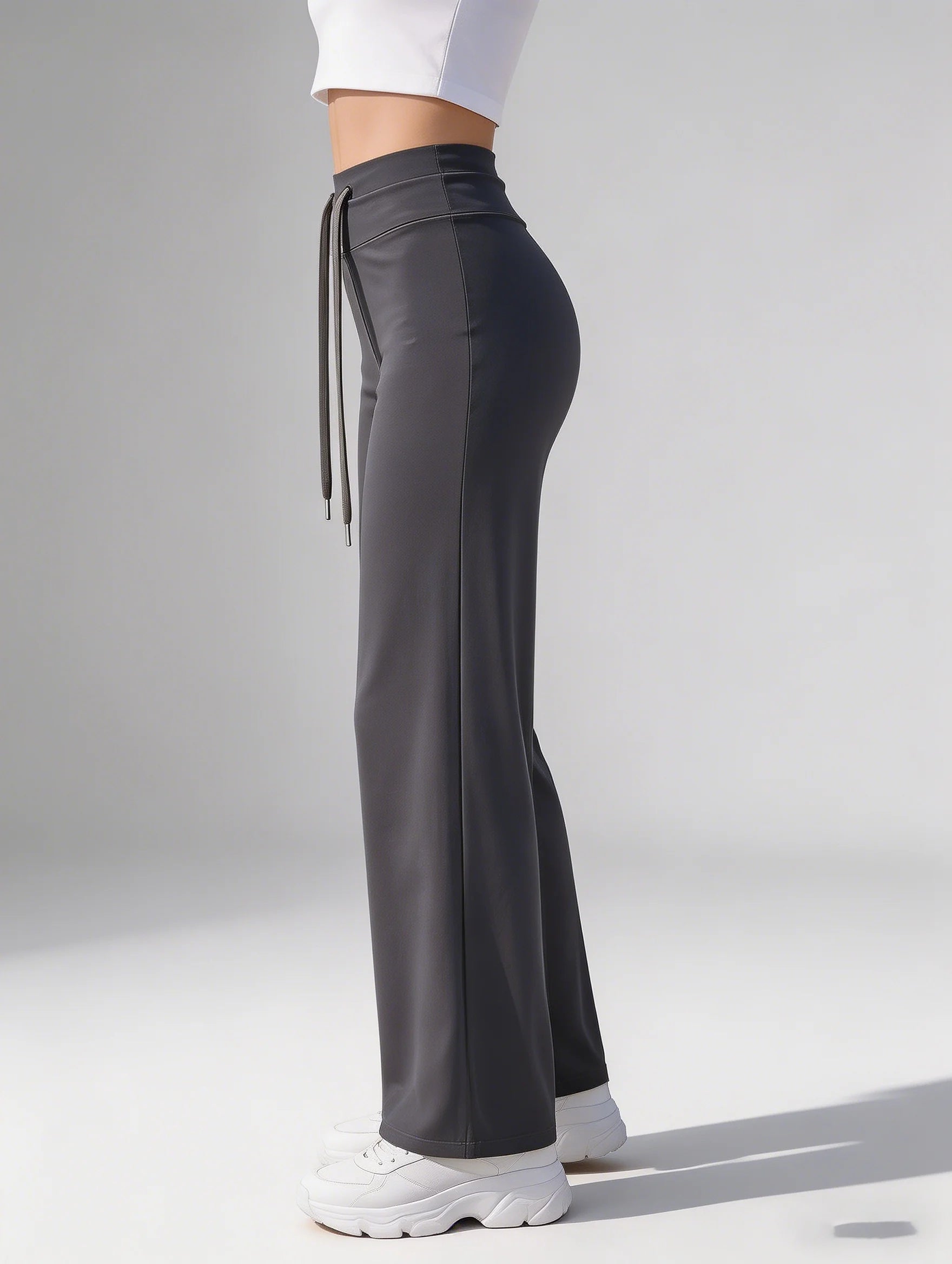 Women's high waist soft elastic drawstring wide-leg pants high elastic breathable comfortable fashion street casual pants.