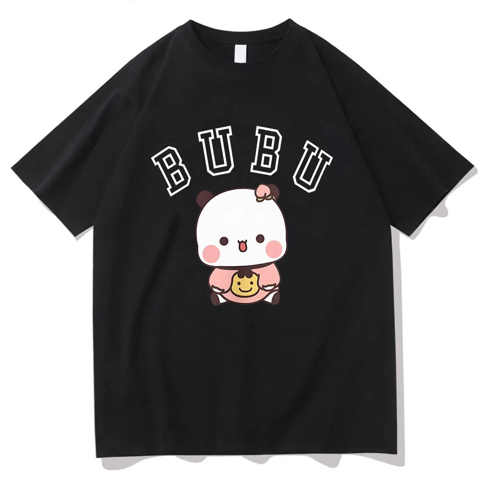 Kawaii Bubu Dudu Panda Bear T-shirts Short Sleeve Summer Women/Men Tee-shirt Cartoon Graphic Printing Tshirts Casual Girls Tees